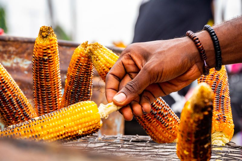 Fried corn bites street snack